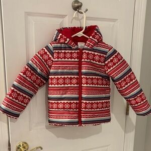Gymboree Red and White Snowflake Puffer Jacket